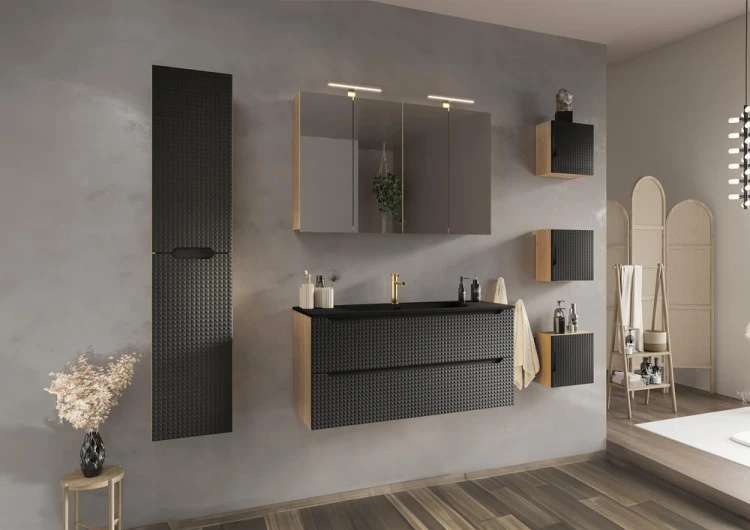 Comad Luxor Black Szafka podumywalkowa 80 cm 2 szuflady 82-80-2S