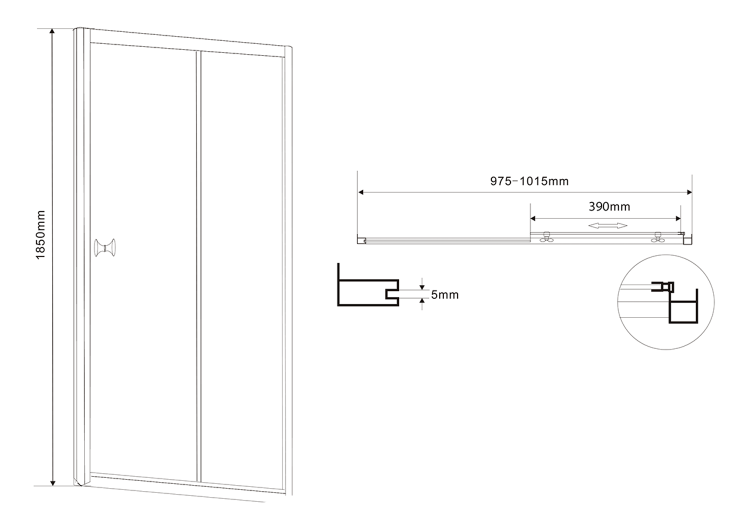 AMADEO kabina prysznicowa 1000x800mm wariant L/P, szkło Brick BTS100BTP80