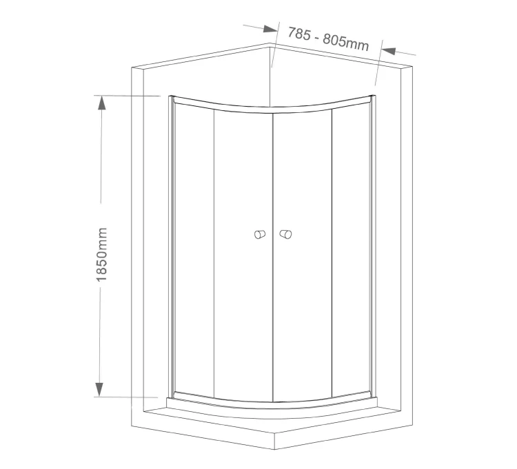 ARLETA kabina prysznicowa półokrągła 800x800mm, szkło czyste HLS800Y