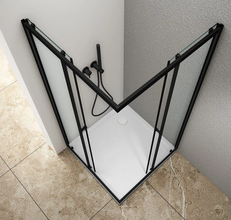 AGGA BLACK kwadratowa kabina prysznicowa 900x900mm, szkło czyste BLF909