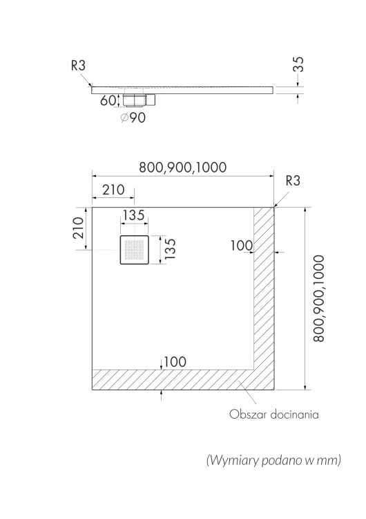 Schedpol Kalait Cashmere Stone brodzik prostokątny 80x90 cm 3.3155/PK/ST-M2