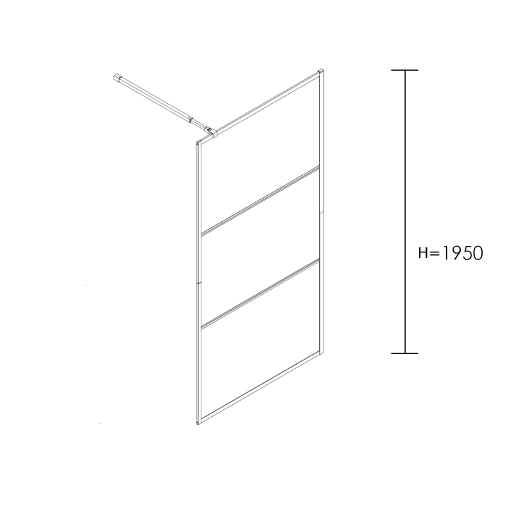 DUSO Kabina WALK IN 3-częściowa DS 610 100x195 tr. czarna 5 mm DS610T10K