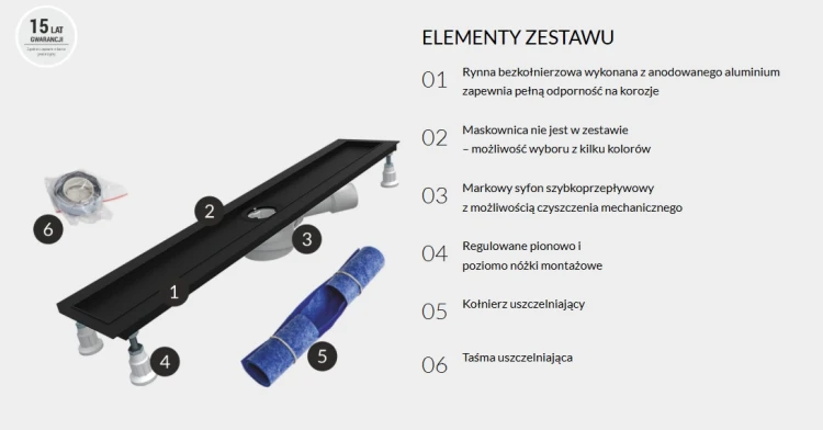 Schedpol Base Low Range Odpływ liniowy 80 cm OLBR80/ST-LOW/C