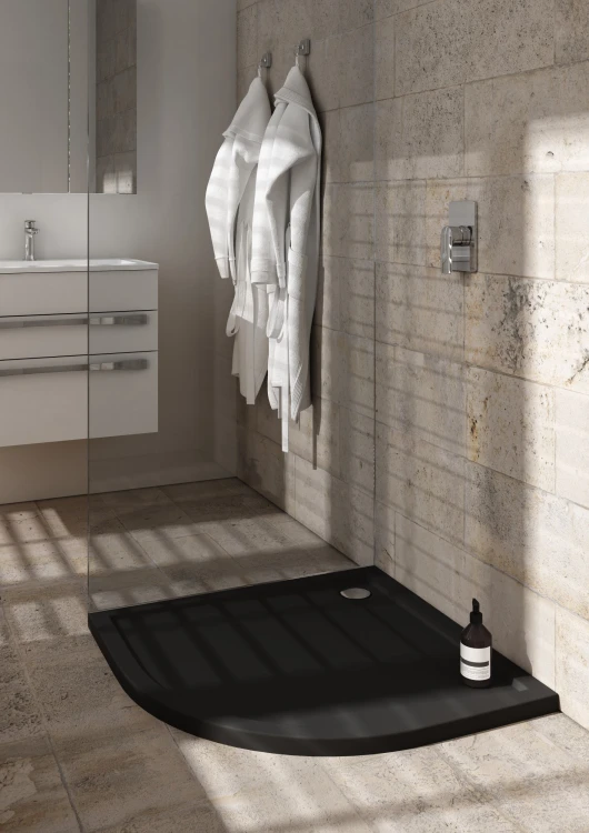 Schedpol Caspar New Black Mat brodzik półokrągły 80x80 cm 3.2333/C/MG