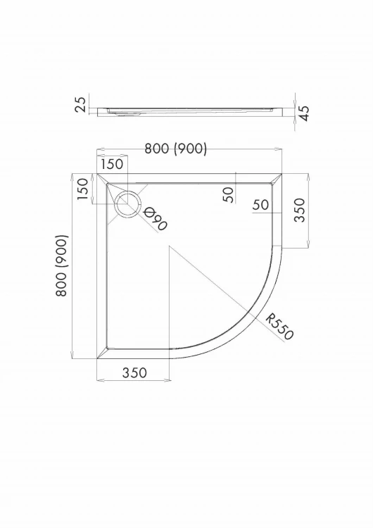 Wyprzedaż Schedpol Caspar New Cement Stone brodzik cementowy kamień półokrągły 90x90 cm 3.2334/CT/ST