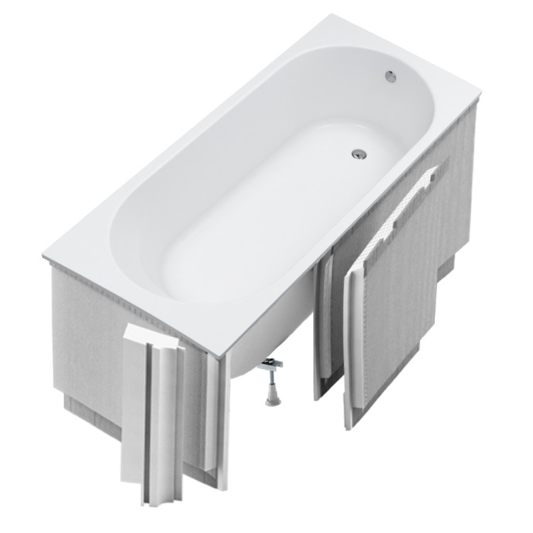 Schedpol Wanna Tara White Mat set 170x75 cm z obudową  LED 3.583/B/MG/OULED/S