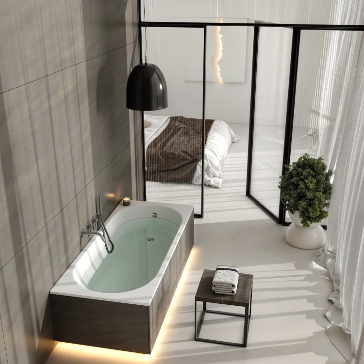 Schedpol Wanna Tara White Mat set 170x70 cm z obudową  LED 3.587/B/MG/OULED/S