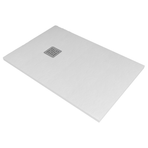 Kompielka Tano White Stone (struktura kamienia) brodzik prysznicowy akrylowy z maskownicą biały prostokątny 90x120 cm