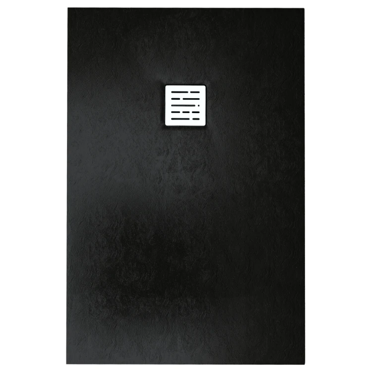 Kompielka Tano Black Stone (struktura kamienia) brodzik prysznicowy akrylowy z maskownicą czarny prostokątny 90x120 cm