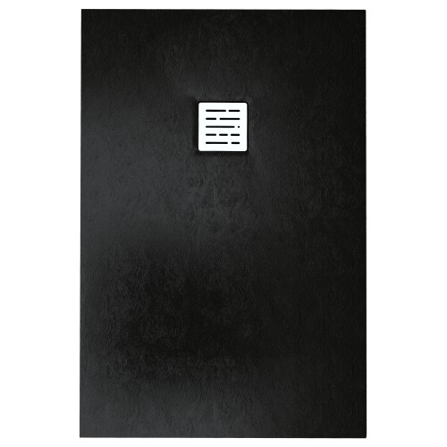 Kompielka Tano Black Stone (struktura kamienia) brodzik prysznicowy akrylowy z maskownicą czarny prostokątny 80x120 cm