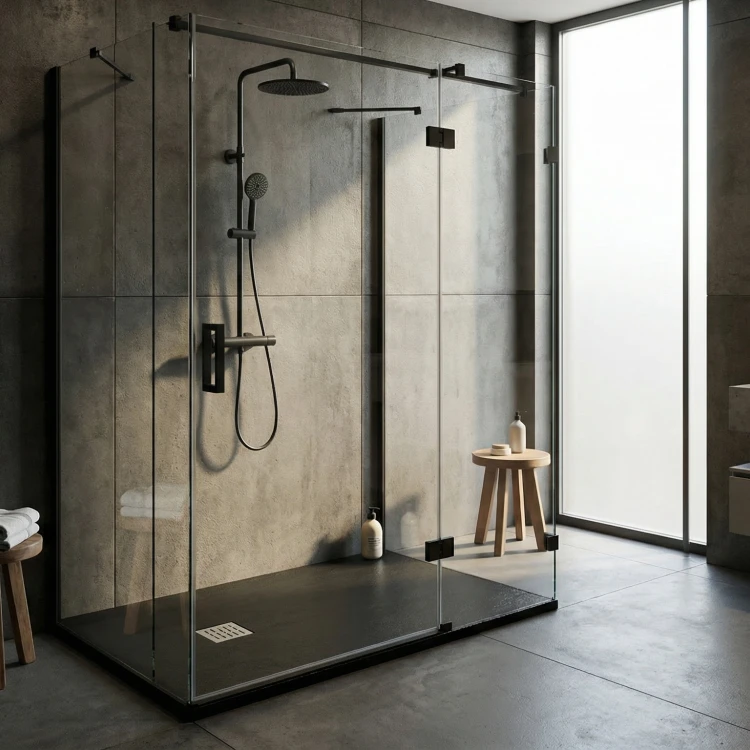 Kompielka Tano Black Stone (struktura kamienia) brodzik prysznicowy akrylowy z maskownicą czarny prostokątny 70x90 cm