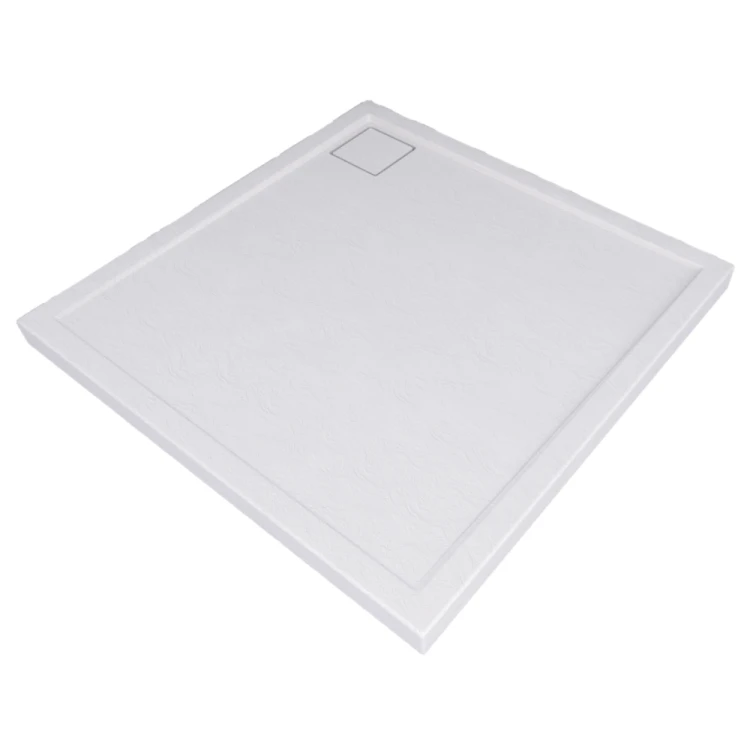 Kompielka Movo White Stone (biała struktura) brodzik prysznicowy akrylowy biały kwadrat 90x90 cm