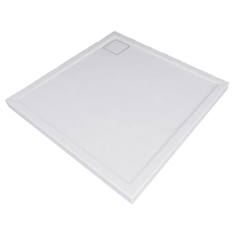 Kompielka Movo White Stone (biała struktura) brodzik prysznicowy akrylowy biały kwadrat 80x80 cm