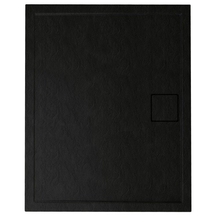 Kompielka Movo Black Stone (czarna struktura) brodzik prysznicowy akrylowy czarny prostokątny  90x120 cm