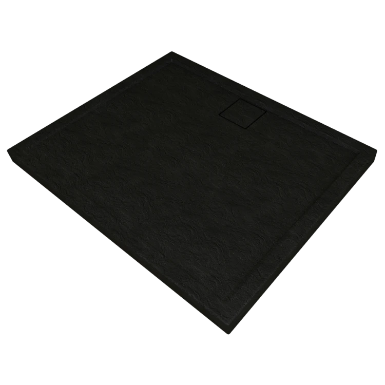 Kompielka Movo Black Stone (czarna struktura) brodzik prysznicowy akrylowy czarny prostokątny  80x100 cm