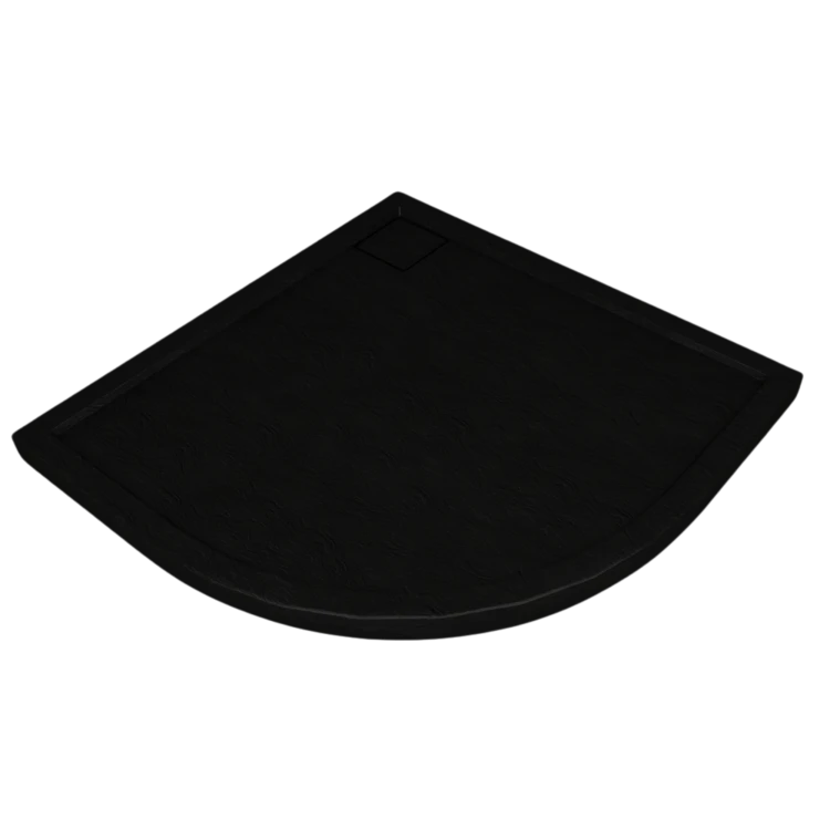 Kompielka Movo Black Stone (czarna struktura) brodzik prysznicowy akrylowy czarny półokrągły  90x90 cm