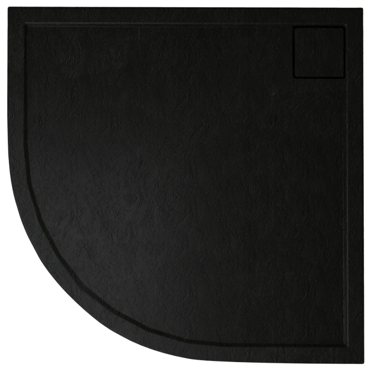 Kompielka Movo Black Stone (czarna struktura) brodzik prysznicowy akrylowy czarny półokrągły  90x90 cm