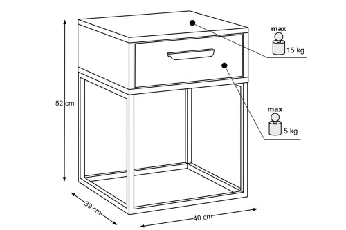 Comad  Szafka nocna 40 cm 1 szuflada antracyt navello antracit 61-40-1s