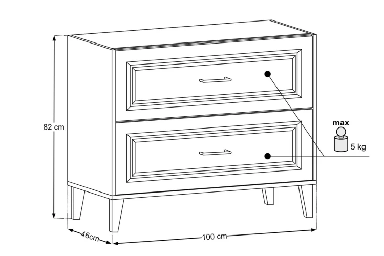 Comad Szafka pod umywalkę 100 cm 2 szuflady DOROTHY RISTRETTO 82-100-46-2S