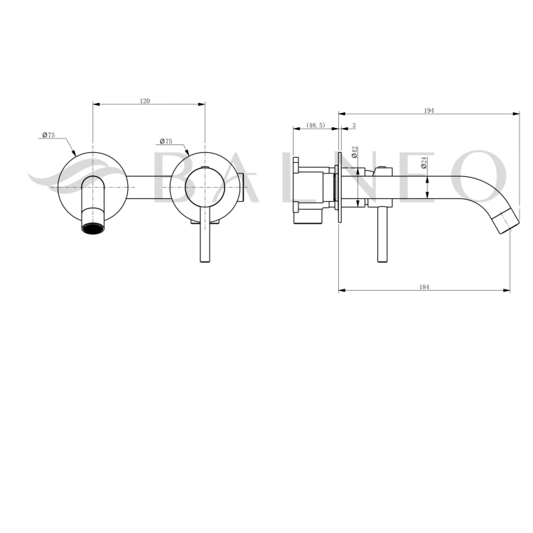 Balneo Bateria umywalkowa podtynkowa CASCADE model 3 BLACK
